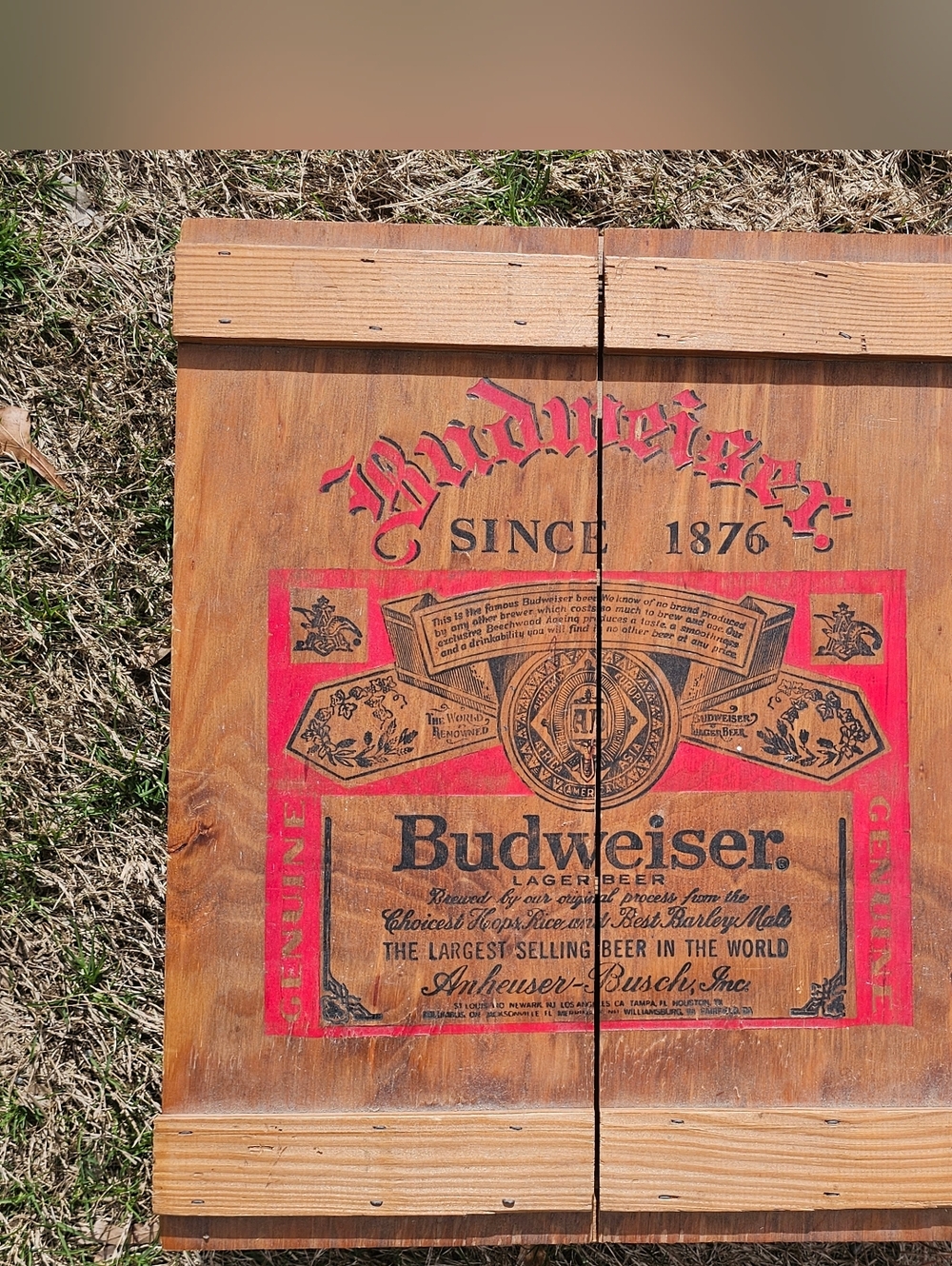Budweiser wooden crate collector shelf
